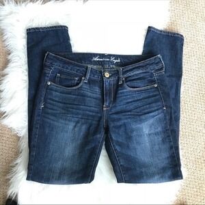 American Eagle Jeans Womens 6 Skinny Dark Rinse Thigh Fade Stretch 5 Pocket‎